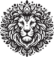 sketch of a tribal lion tattoo. lion king logo. vector drawing graceful and graceful king of beasts lion