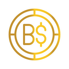 Currency The golden coin is the Bahamian Dollar, which can be used as a design symbol for Money, Finance and business. with a gradient fill design.