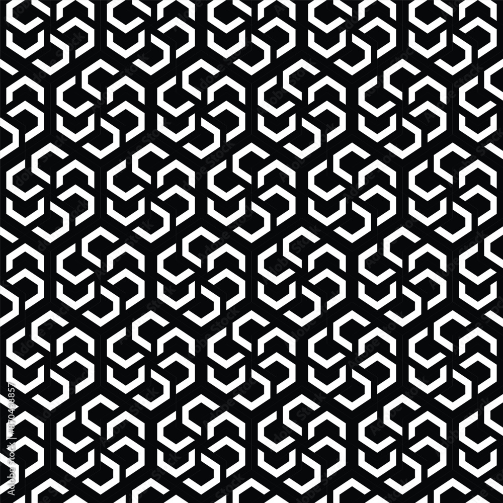Poster abstract black hexagon shape geometric seamless pattern minimal vector simple illustration wallpaper