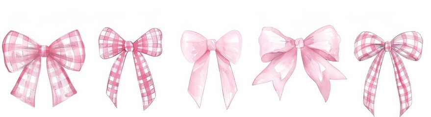 The bow ribbon illustration is a watercolor illustration with a transparent background and a transparent color scheme