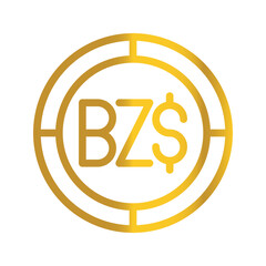 Currency Belize Dollar golden coin, can be used as a design symbol for Money, Finance and business. with a gradient fill design.