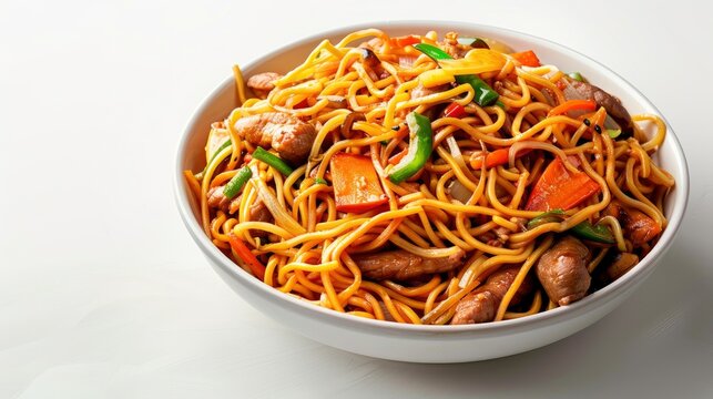 A Large Serving Of Pancit Canton Guisado, A Popular Filipino Noodle Dish, Flavorful And Satisfying