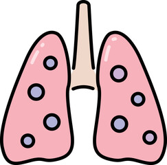 Lung infected with tuberculosis line icon