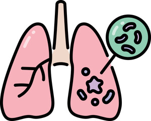 Lung infected with tuberculosis line icon