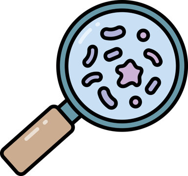magnifying glass examining germs cartoon style clip art preview