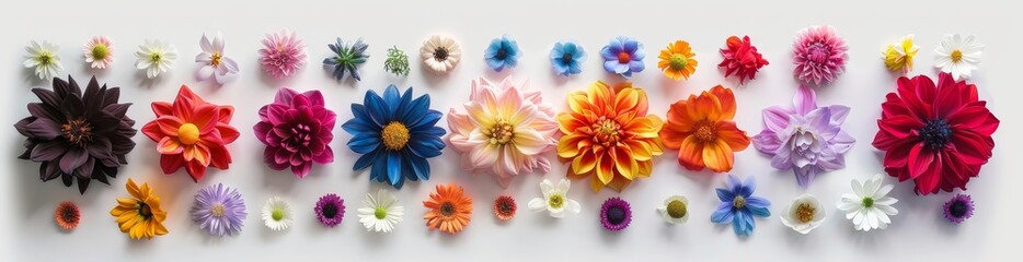 Fototapeta premium A beautiful set of flowers on a white background. Banner design.
