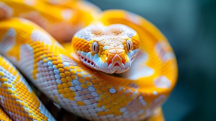 Fototapeta premium Vibrant Coiled Snake with Captivating Color Patterns