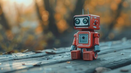 Fototapeta premium Vintage Robot Toy in Minimalistic Setting