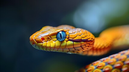 Fototapeta premium Vibrant Coiled Serpent Captured in Striking Detail