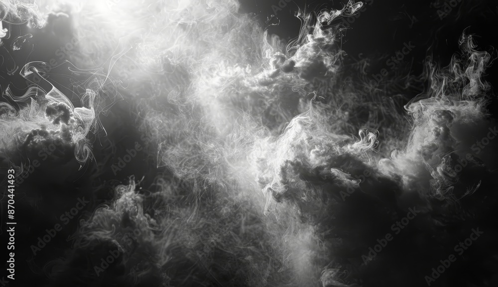 Poster fog over a black background with an abstract smoke misty texture. design element.