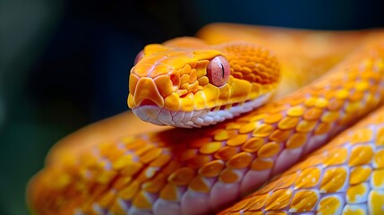Fototapeta premium Captivating Coiled Snake with Striking Yellow and Orange Scales