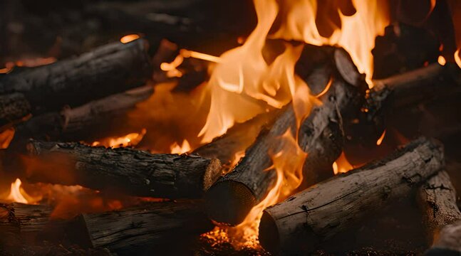Flames Of Fire And Sparks On Black Background. Magic Fier. Bonfire Flaming In The Night. Burning Sparks Flying. Fiery Orange Glowing Flying Away Particles On Black Background.