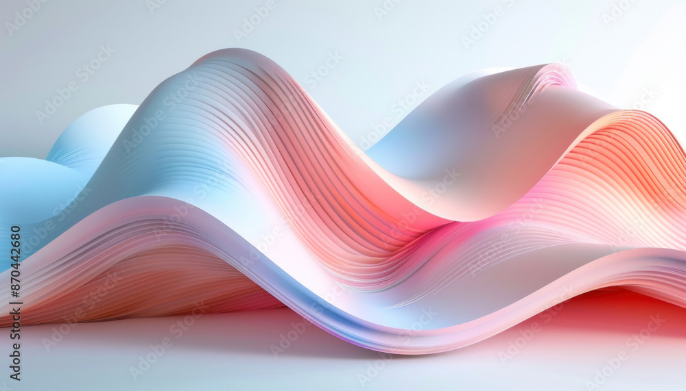 Poster a 3d rendering of a vibrant wave against a white backdrop showcasing dynamic colors and patterns
