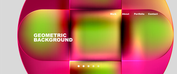 Bright colorful squares with round elements minimal geometric background. Vector Illustration For Wallpaper, Banner, Background, Card, Book Illustration, landing page