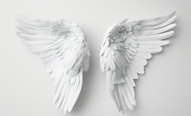 Obraz premium The white angel wing bird is on a white background in a lightweight PNG format.