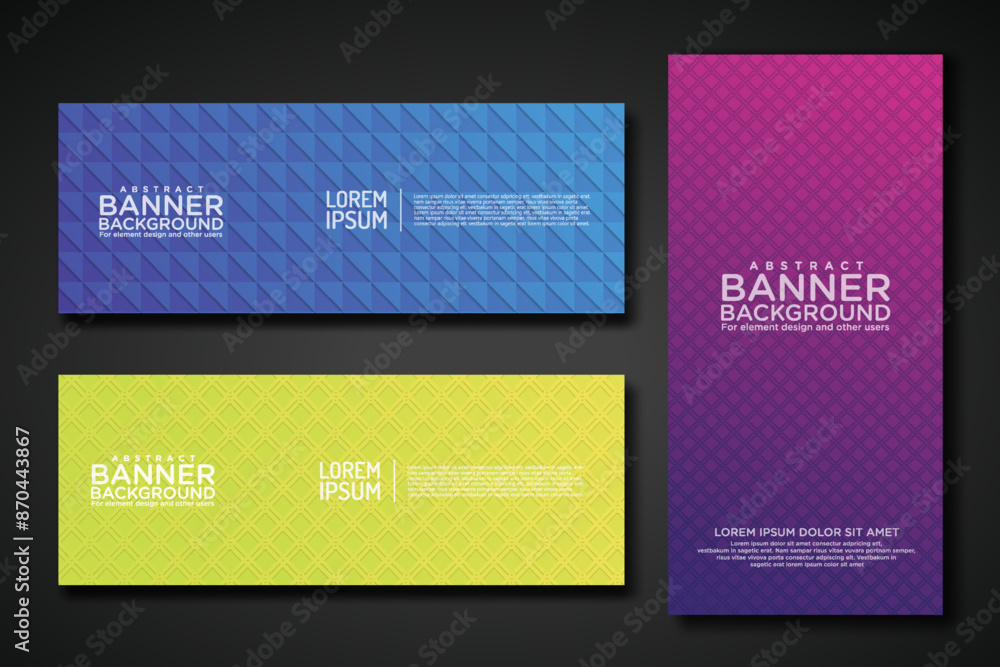 Leinwandbilder set banner backgrounds with modern geometric lines textured pattern and colorful dynamic gradation