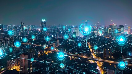 Fototapeta premium 5G Wireless Network: Enhancing Cloud Computing and Global Connectivity