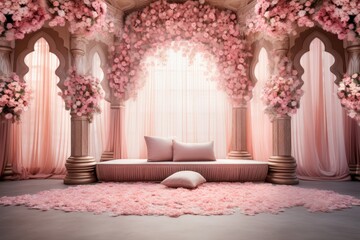 Pink Floral Decor for a Wedding Ceremony