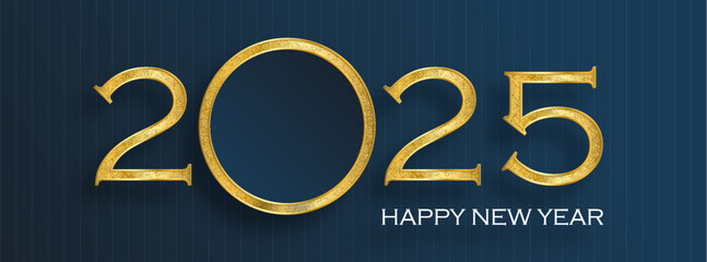 Happy New Year 2025, festive pattern on color background