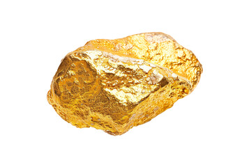 a gold nugget on a white background