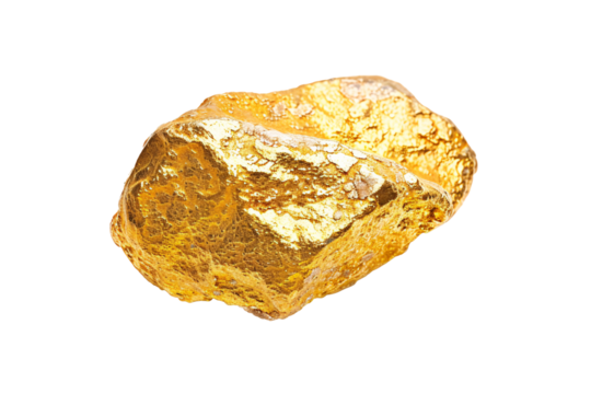 a gold nugget on a white background