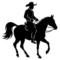 Cowboy horse silhouette vector art illustration