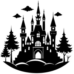 Obraz premium Fairytale Castle silhouette vector illustration
