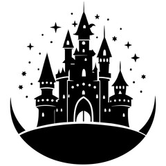 Fairytale Castle silhouette vector illustration