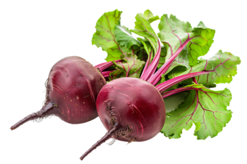 a pair of beets with leaves