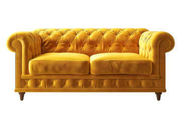 a yellow couch with buttons