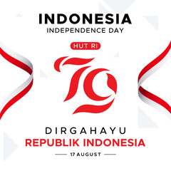 17 August independence. Design template for celebrating the 79th independence day of the Republic of Indonesia, August 17. Independence celebration concept with red and white colors. Proclamation day