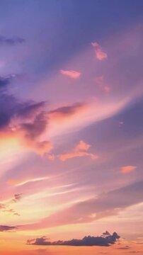 beautiful pink red sunset sunrise sky clouds timelapse animation - 4k 9x16 vertical new stock video footage AI