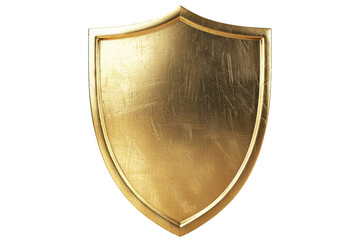 a gold shield with a white background