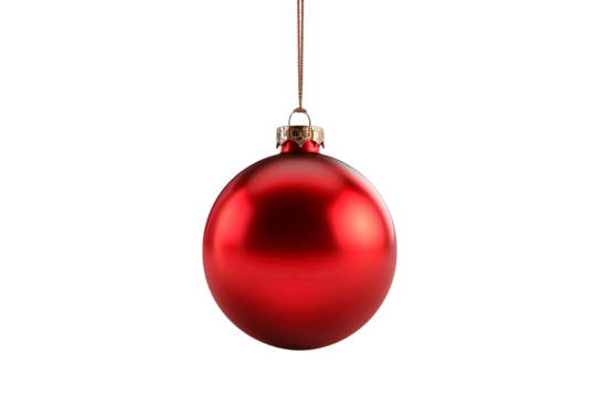 a red christmas ornament from a string