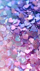 Obraz premium Purple pastel confetti background with petal repetition.