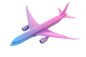 a pink and blue airplane