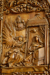 Mauer bei Melk Church. Carved altar of 1509. The annunciation given by the angel Gabriel to Mary Austria.
