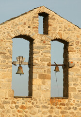 Bell tower of Eus with two bells. Architecture.