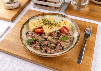 Beef stroganoff with creamy mushroom sauce