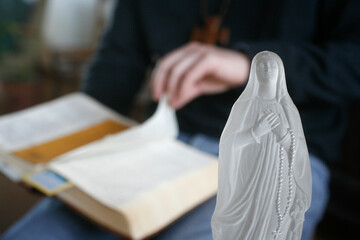  Saint-Franois de Sales monastery. Monk reading the bible.  France.