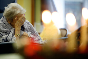 Retirement home. Old person. Christmas mass. France.