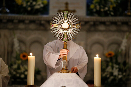 Shrine of Our Lady of la Salette.  Blessed Sacrament.  Eucharistic adoration. France.