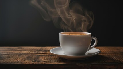 The steaming coffee cup