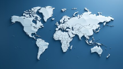 Minimalistic 3d earth map on soft blue gradient background   simplified global representation
