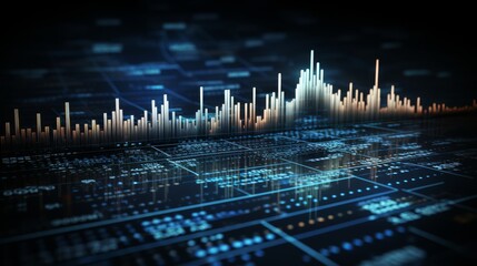 Stock market growth and data concept  digital financial charts on dark blue background