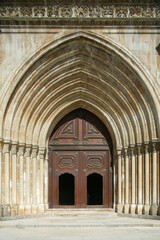 Portal of the Santa Maria Abbey in Alcobaca. Portugal.