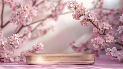 Cherry Blossom Display with Wooden Stand