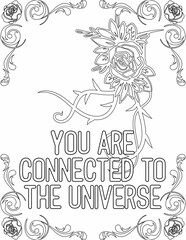 Printable floral coloring page for kids and adults with motivational quote for self love and self care. it helps to succeed and struggle against life to enjoy the tough journey
