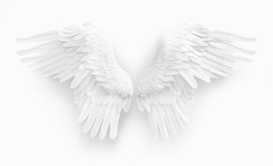 Fototapeta premium White angel wing birds on white backgrounds in PNG format.