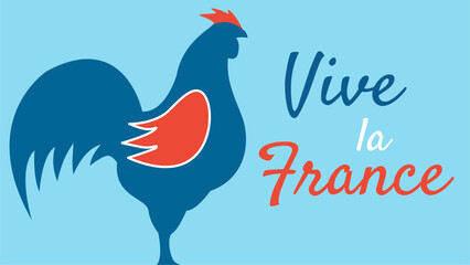 Vive la France (French Translation: long live France or hurray for France). Background or banner for the Bastille Day or public holiday and event in France.